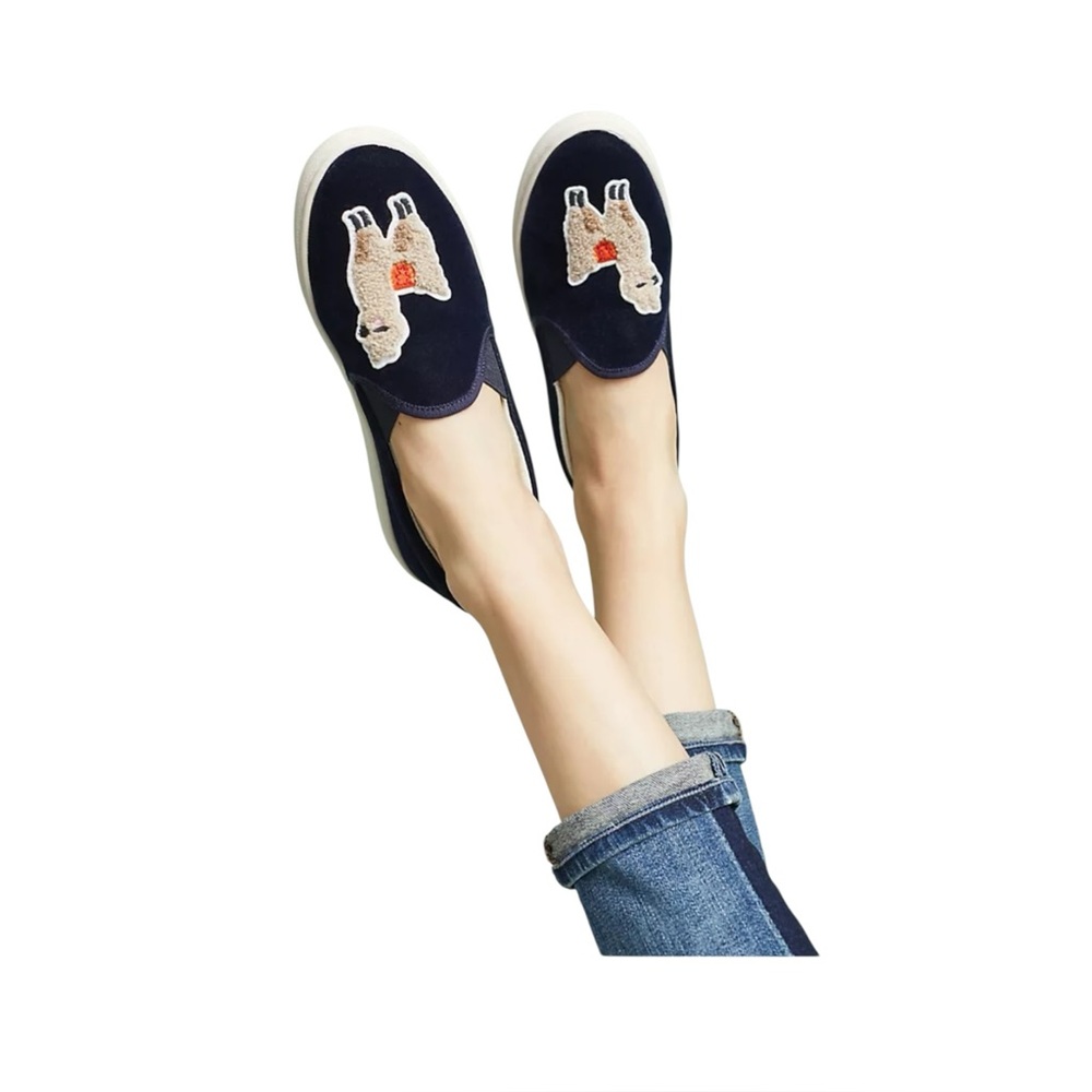 Anthropologie Soludos Velvet Llama Slip On Sneakers